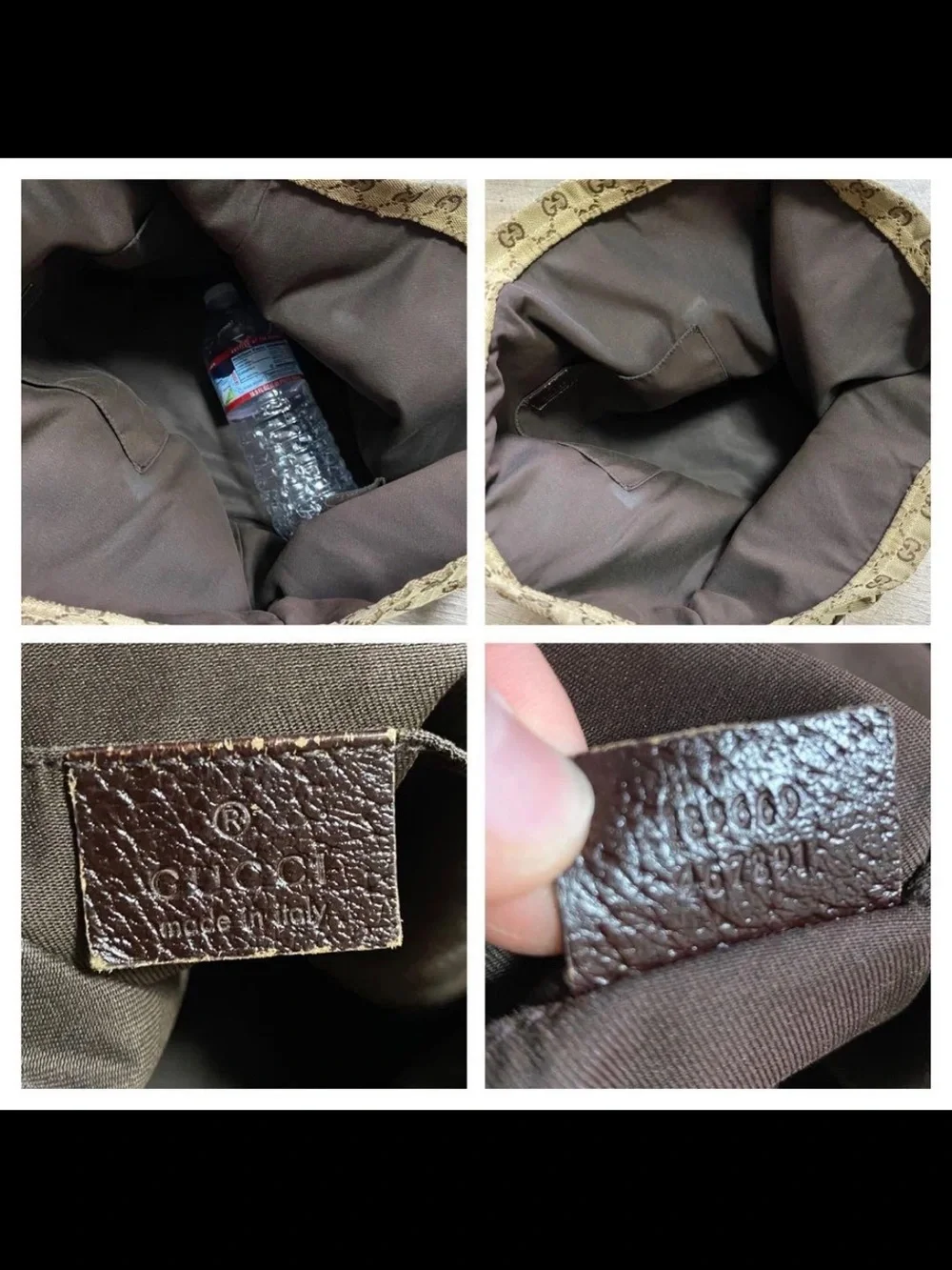 Gucci Beige GG Supreme Canvas Tote with Brown Straps